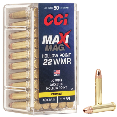 CCI Maxi-Mag JHP 2,59g / 40gr (50kpl rasia) .22 WMR