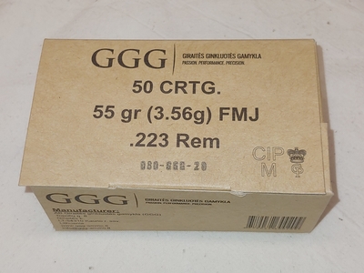 GGG cal 223 , 3,56 g / 55 gr , patruuna 50 kpl rasia