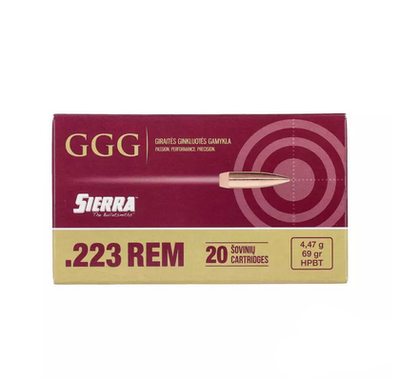 GGG-Nato 223 Rem 69gr 4,5g HPBT Sierra Match King 20 kpl rasia GGG-Nato 223 Rem 69gr 4,5g HPBT Sierra Match King 20 kpl rasia