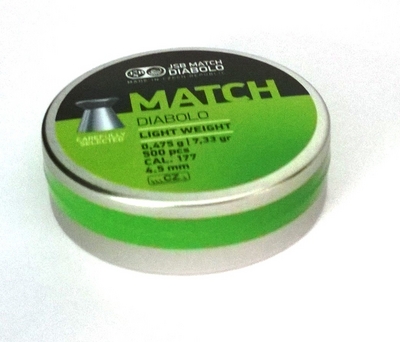 JSB Match Pistol Diabolo Light Weight 0,475g / 7,33gr ilma-aseluoti