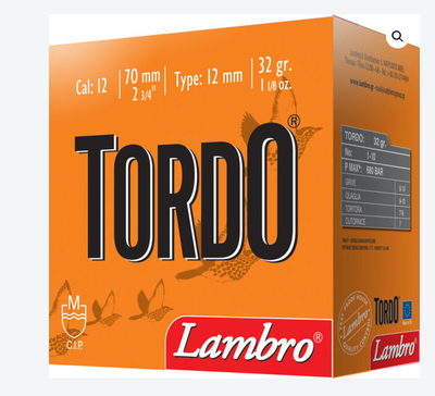 Lambro Tordo, 12/70 #6/2,7mm, 32g, 25 kpl rasia Lambro Tordo, 12/70 #6/2,7mm, 32g, 25 kpl rasia