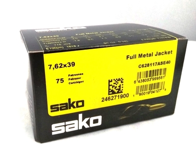 Sako FMJ 7,62*39 117A 8,0g / 123gr (75 kpl rasia) 