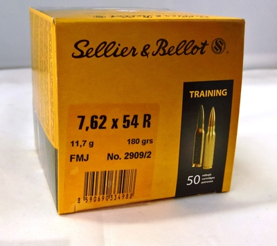 Sellier&Belliot FMJ 11,7 g / 180 grs, cal 7,62 x 54 R,(50 kpl rasia)