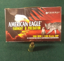 Americn Eagle cal 308 Win, 130 g JHP varmintluoti 40 kpl rasia
