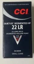 CCI 22LR SegmentedHP Quiet22 216m/s 2,6g (50kpl rasia)