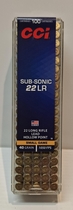 CCI 22LR Subsonic HP (100 kpl rasia)