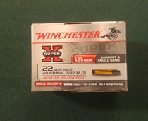 Winchester Super X ,cal 22WMR, 40 g , 582   m/s Jacketed hollow Point